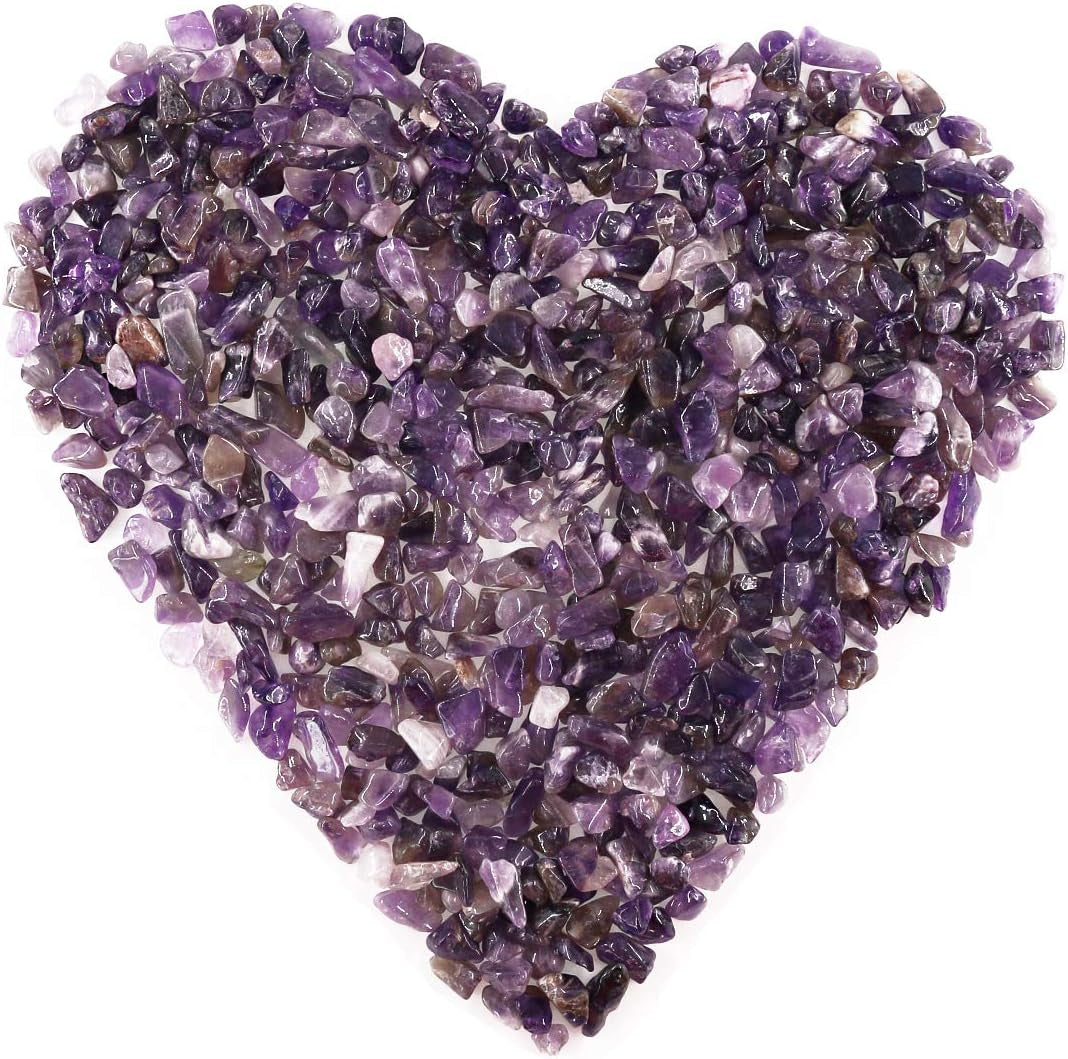 Quartz Stones Tumbled Chips Stone Crushed Crystal Natural Rocks Healing Home Indoor Decorative Gravel Feng Shui Healing Stones (About 1Lb(450G)/Bag) (Amethyst)