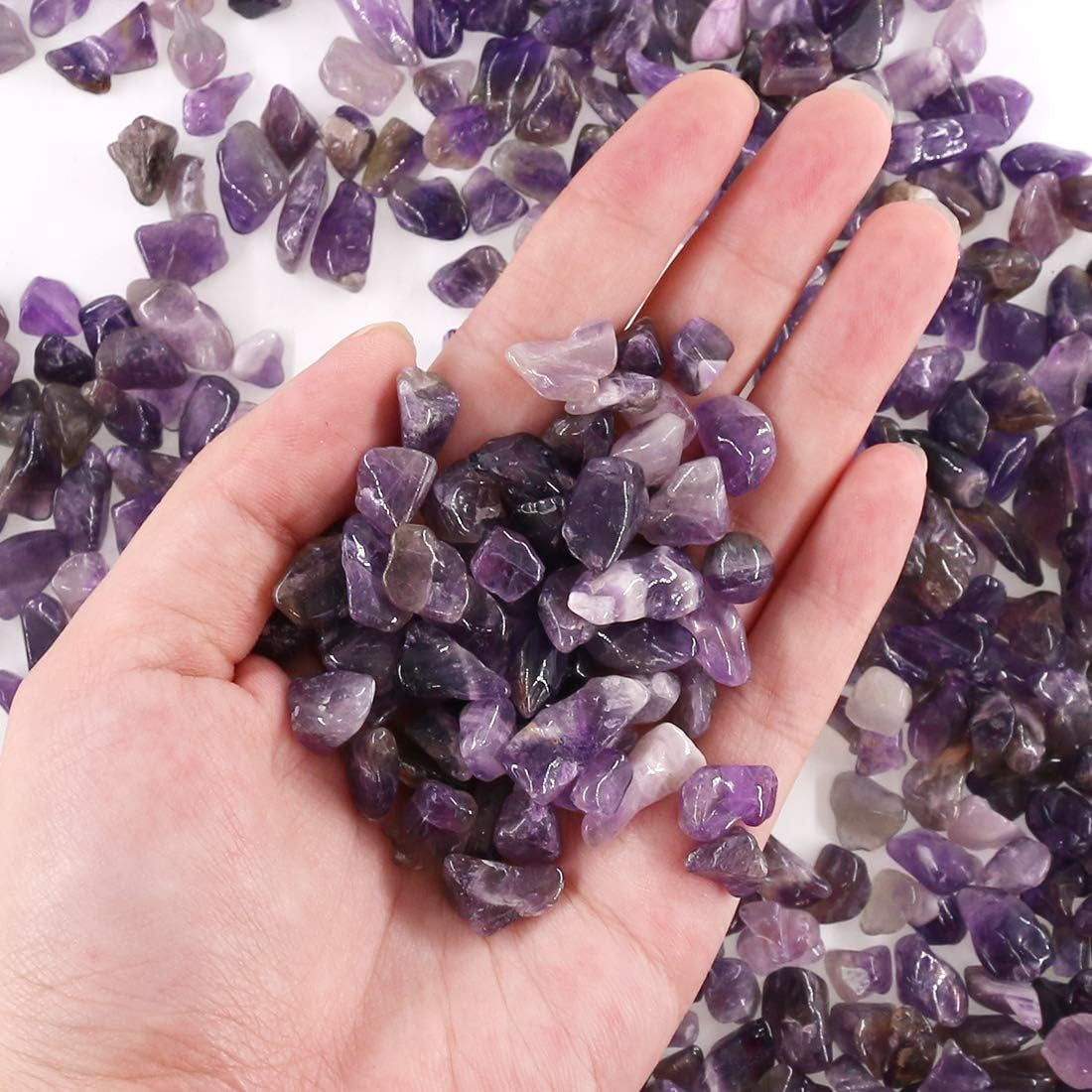 Quartz Stones Tumbled Chips Stone Crushed Crystal Natural Rocks Healing Home Indoor Decorative Gravel Feng Shui Healing Stones (About 1Lb(450G)/Bag) (Amethyst)