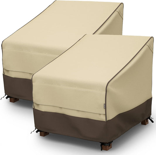 MR.COVER Outdoor Chair Covers Waterproof, 32-Inch Patio Furniture Covers for Lounge Deep Seat, Large Air Vents, Uv-Resistant & Heavy Duty Material, Brown & Khaki, 2-Pack