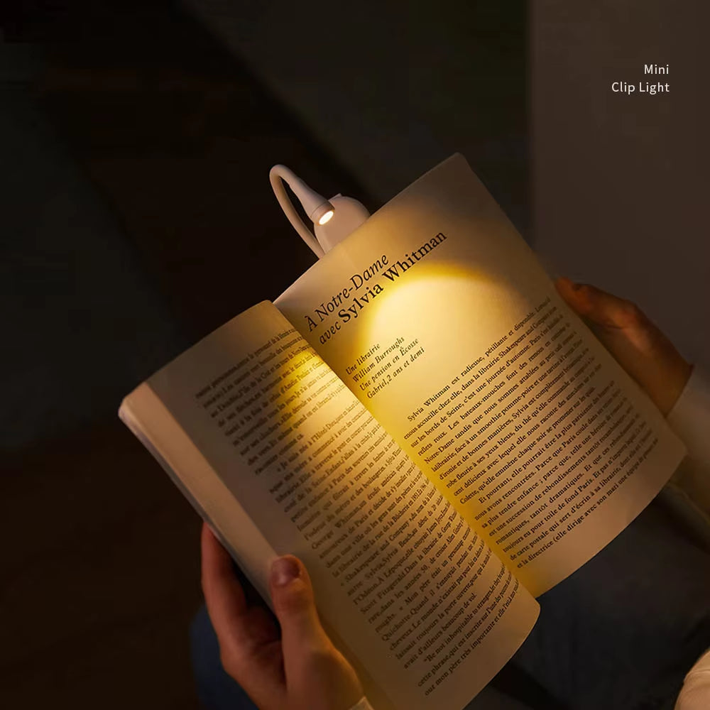 New Mini Book LED Eye Protection Reading Night Light Adjustable Clip-On Study Desk Lamp Rechargeable for Travel Bedroom Reading