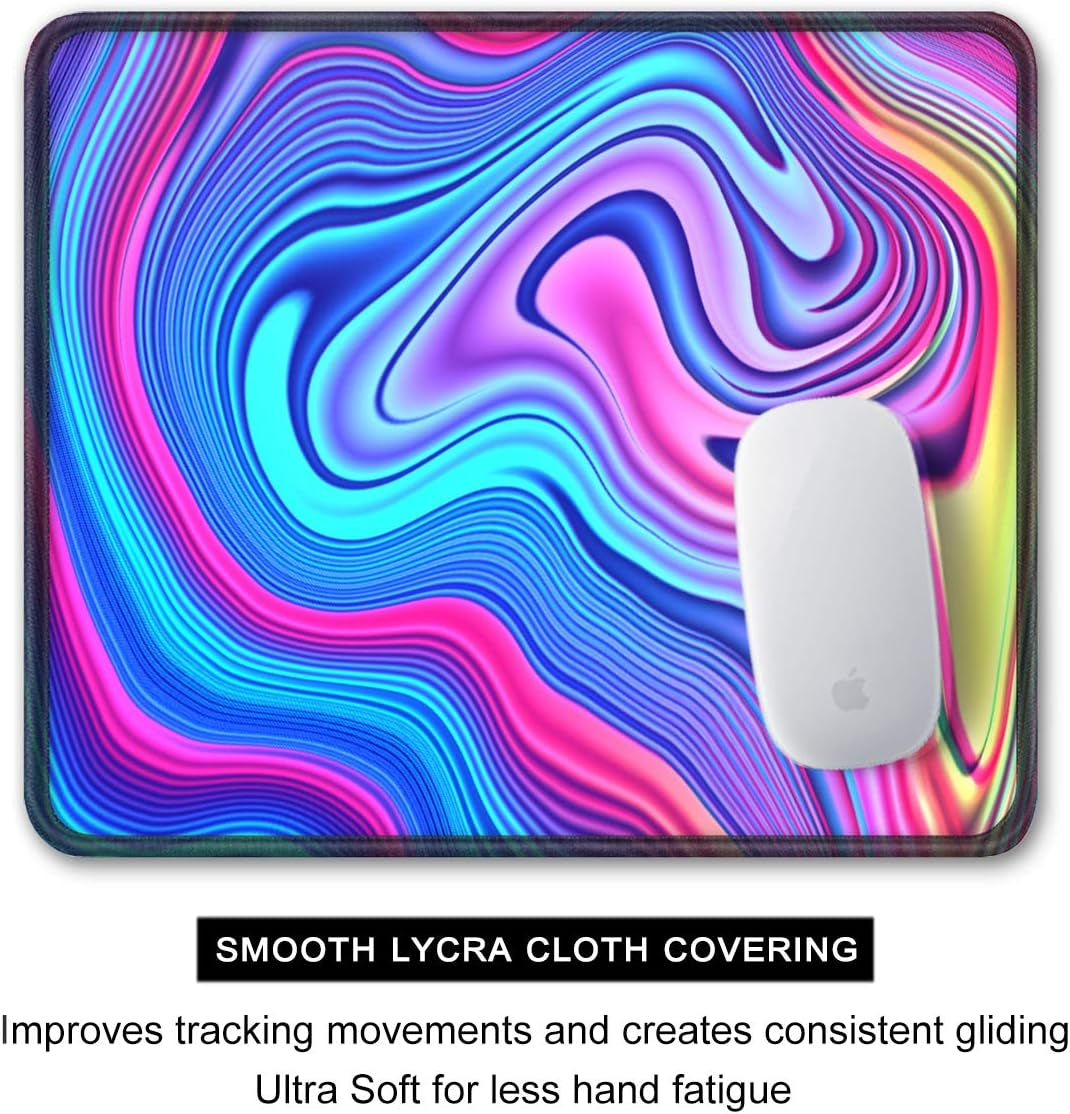 Gaming Mouse Pad with Stitched Edge, Premium-Textured Mouse Mat Waterproof Non-Slip Rubber Custom Rectangle Mousepad for Laptop Computer Gaming Office 11.8 X 9.85 Inch, Colorful Wave Design