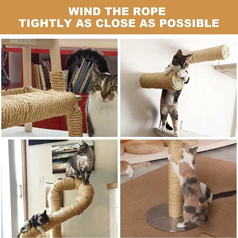 Natural Sisal Rope for Cat Tree DIY Scratching Post Toy Climbing Frame Replacement Kitten Claw Scratch Furniture Handmade Ropes