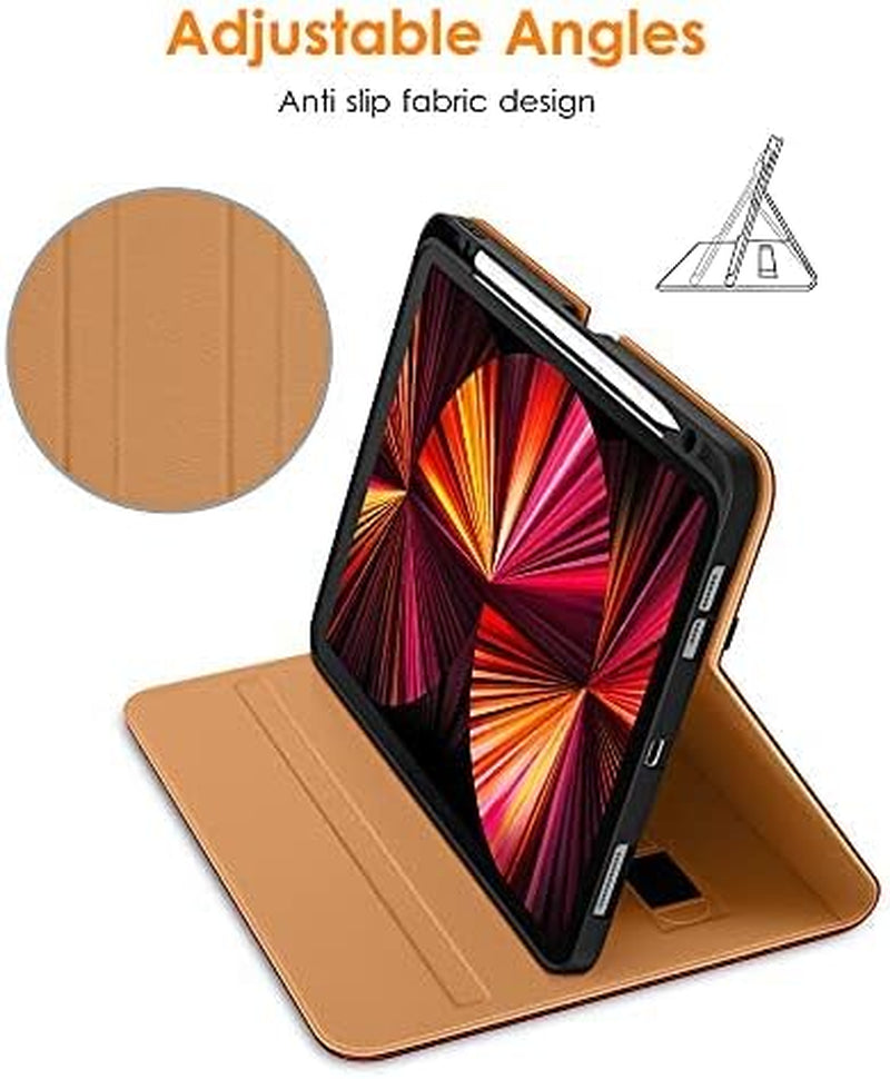 Case for Ipad Pro 11 Inch 4Th / 3Rd / 2Nd / 1St Generation 2022/2021/2020/2018,Premium PU Leather Folio Stand Cover with Hand Strap, Auto Wake/Sleep,Multiple Viewing Angles, Burgundy Red