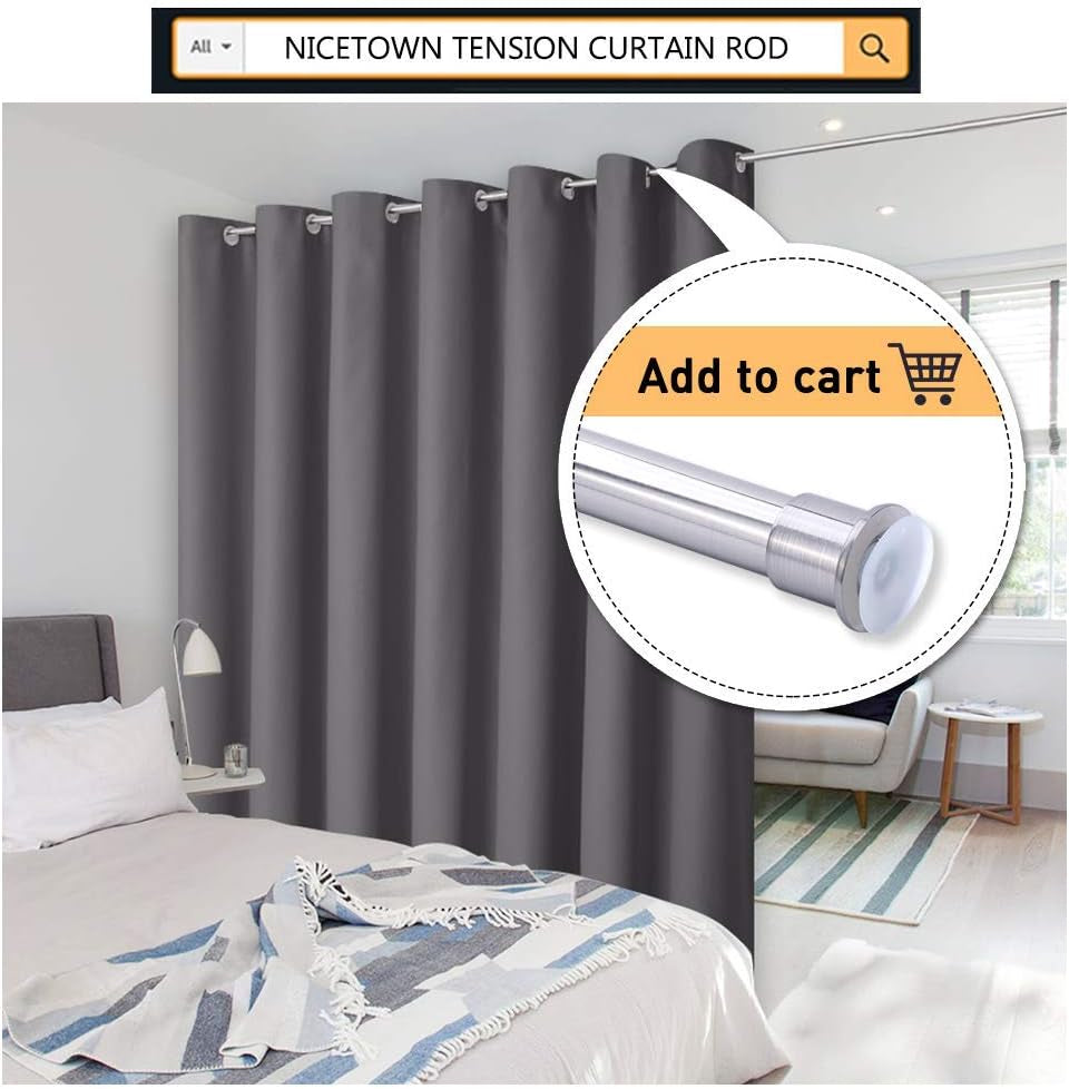 Patio Door Curtain Sound Blocking, Bedroom Privacy Room Divider Curtain Screen Partitions, Thermal Insulated Blackout Closet Sliding Door Curtain (1 Panel, 8.3Ft Wide by 7Ft Long, Gray)