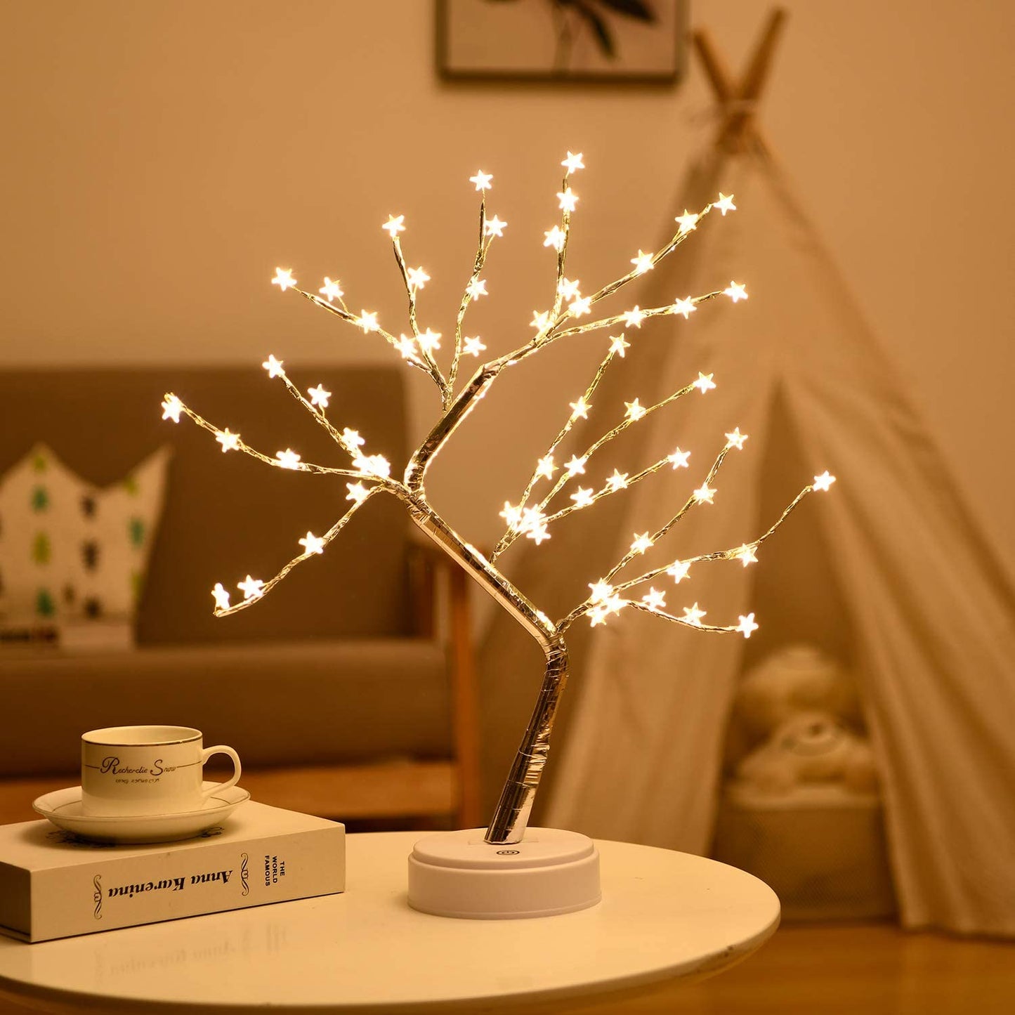 Star Tree Light -Twinkling Tree Fairy Light Spirit Tree - Artificial Bonsai Tree Light - Battery USB Operated,Fairy Tree Lamp for Bedroom,Party Home Decoration ，Wedding Gift (Star Tree Light)