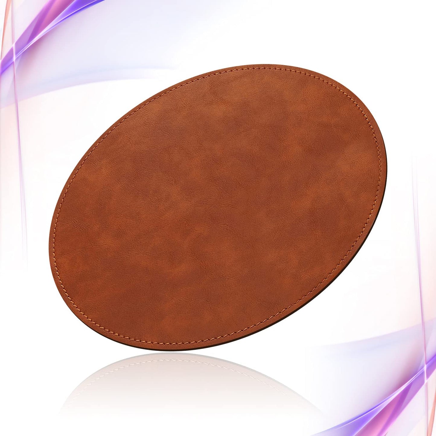 Mouse Pad，Round Mouse Pad，Pu Mouse Pad，Leather Mouse Pad with Stitched Edge Micro-Fiber Base with Non-Slip Waterproof，Mouse Pad for Computers，Laptop，9 X 9 Inch (Caramel Brown)