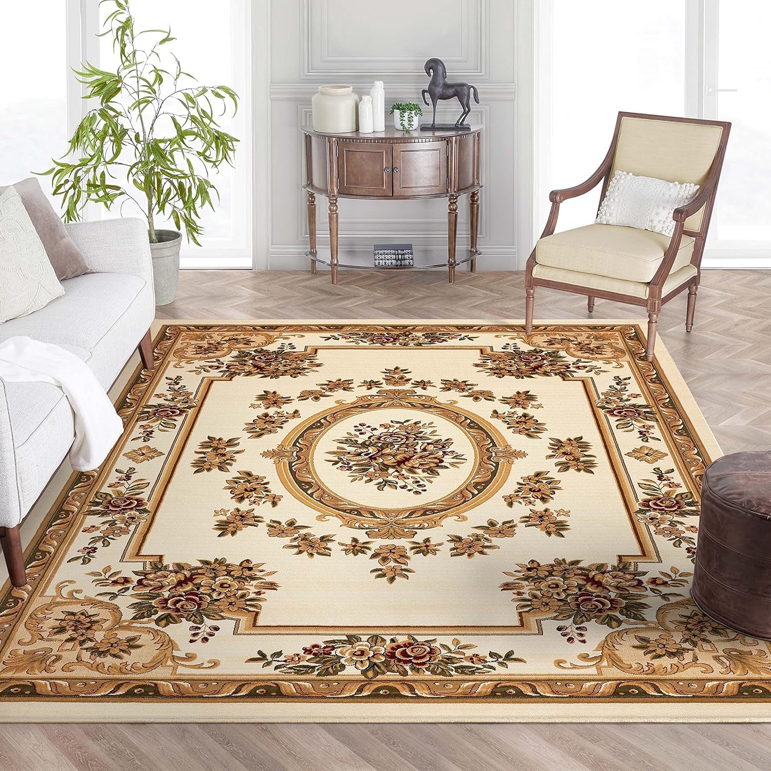 Timeless Le Petit Palais Ivory Traditional Area Rug 9'2" X 12'6"