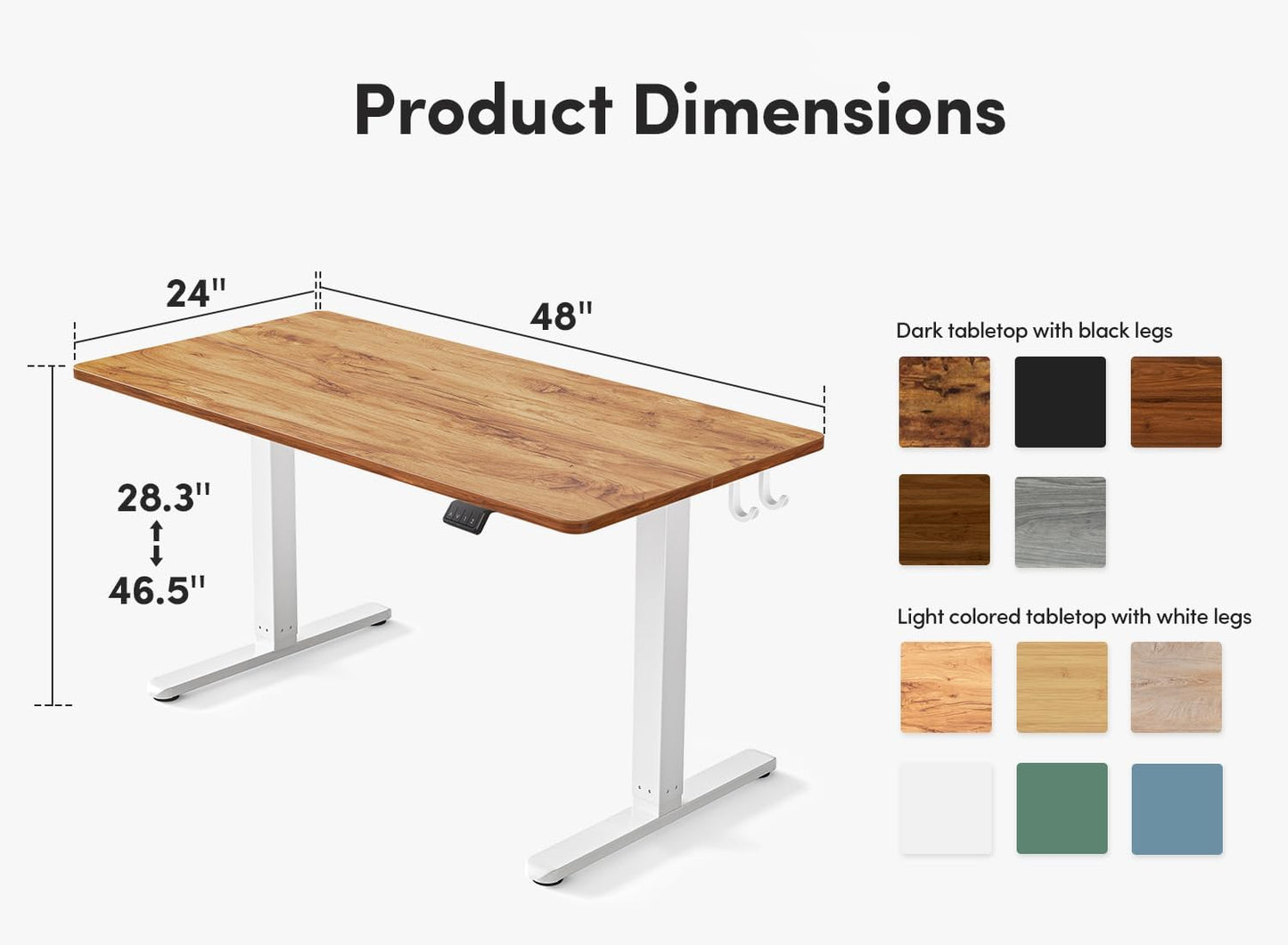 Electric Standing Desk, 48 X 24 Inches Height Adjustable Stand up Desk, Sit Stand Home Office Desk, Computer Desk, Light Rustic