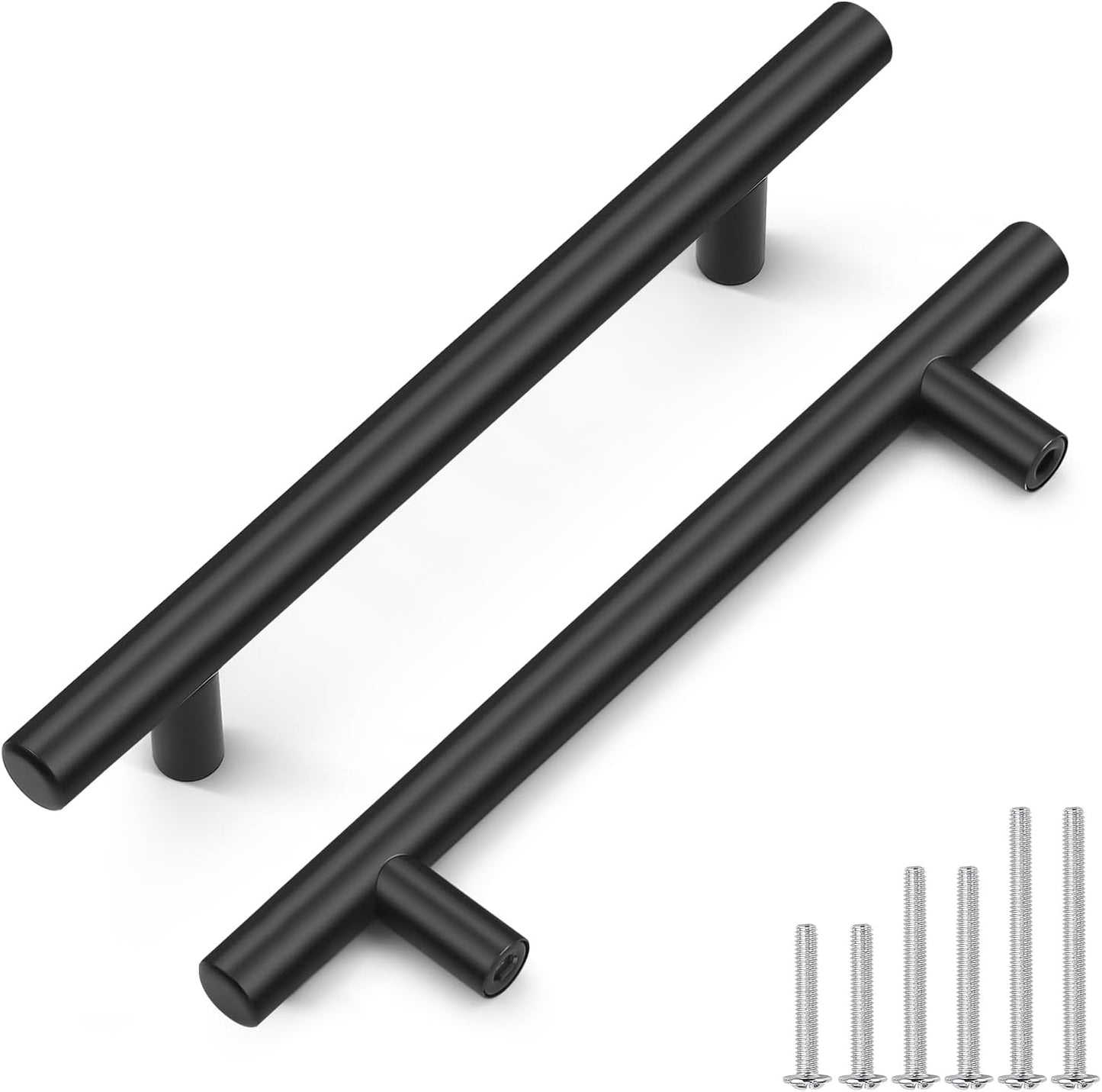 5 Pack Black Kitchen Cabinet Handles,Holes Centers(128Mm) 5Inch Black Drawer Dresser Pull Handles Stainless Steel Kitchen Cabinet Pulls 7.5Inch Length