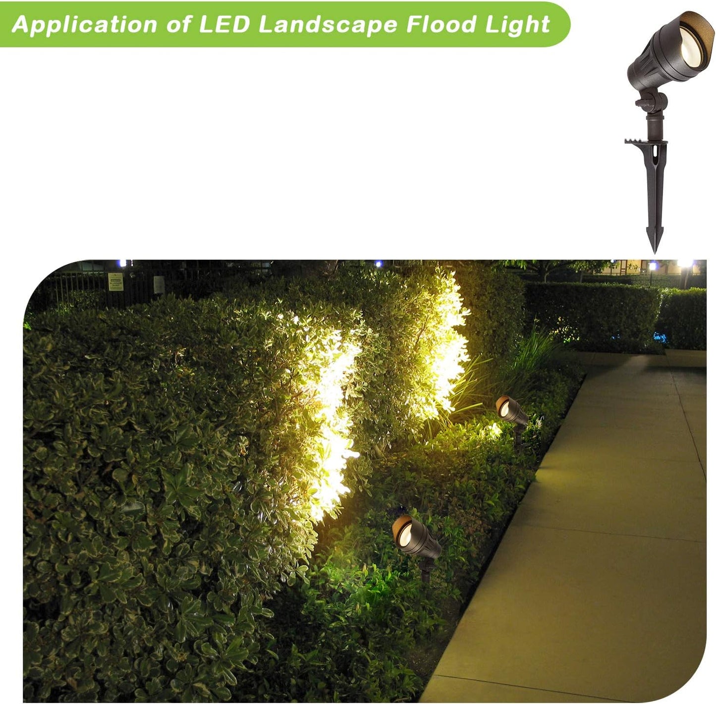 Low Voltage LED Landscape Spotlight, 10W 390LM 12V Wired for Outdoor Yard Lawn, Die-Cast Aluminum Construction, 50-Watt Equivalent 15-Year Lifespan, 4 Pack