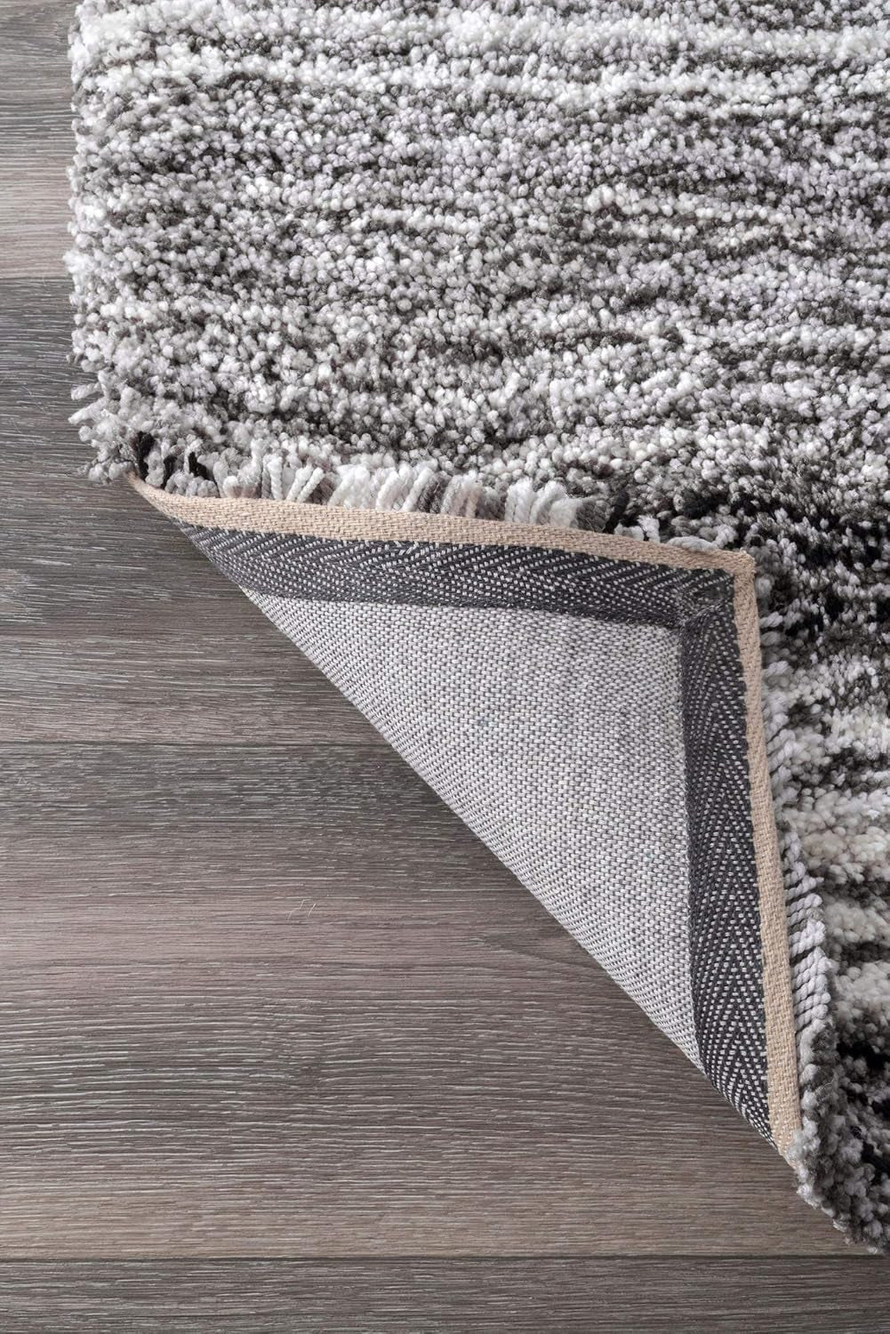 Drey Striped Shag Area Rug - 9X12 Shag Area Rug Casual Gray Multi/Brown Rugs for Living Room Bedroom Dining Room Nursery