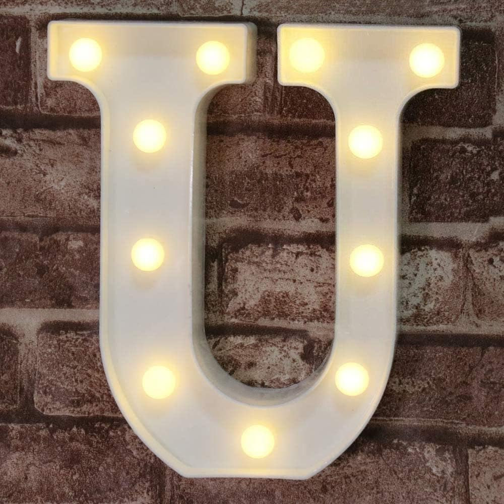 LED Marquee Letter Lights Sign, Light up Alphabet Letter for Home Party Wedding Decoration U