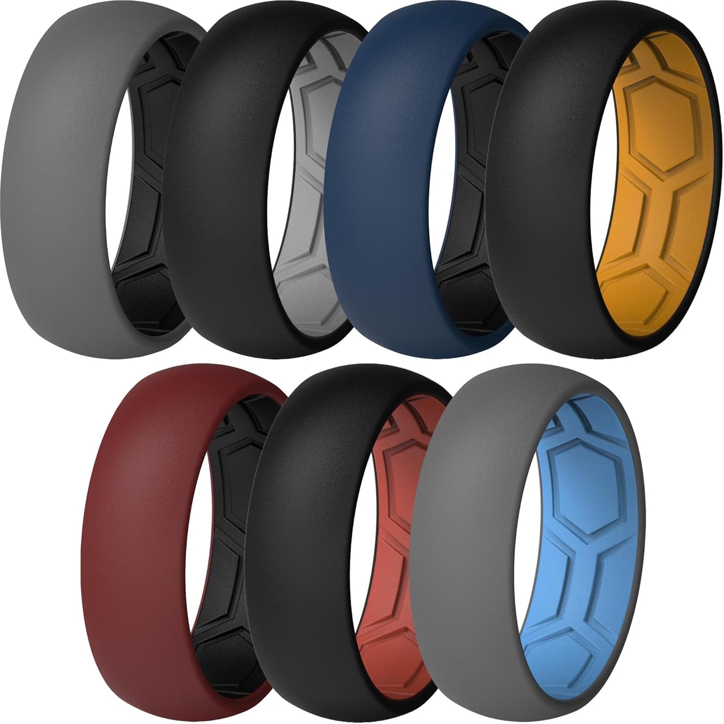 Men'S Air Groove 7.8Mm Wide 1.8Mm Thick Silicone Rings Size 9.5-10,Variety Multipack 1-191