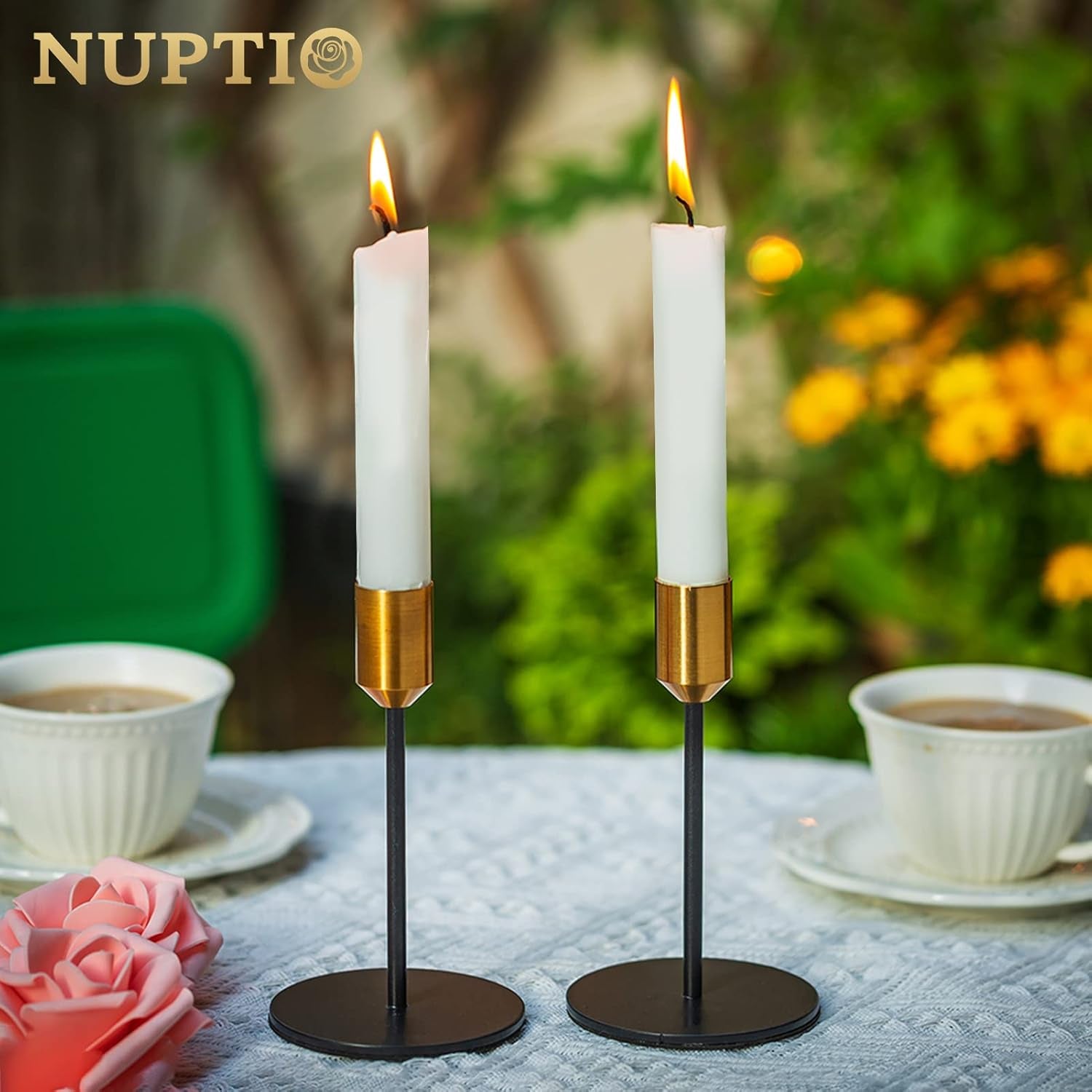 Wedding/Dinning Candlestick Holder, Centerpiece Table Decorative Candle Holder, Single-Head Taper Candle Holder Ornaments (S + S)